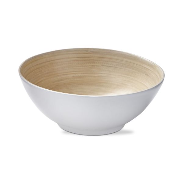 SHALLOW BAMBOO BOWL WHITE MULTI