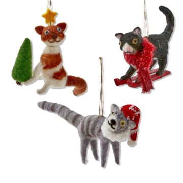Festive Cat Ornaments, Assortment, SOLD SEPARATELY