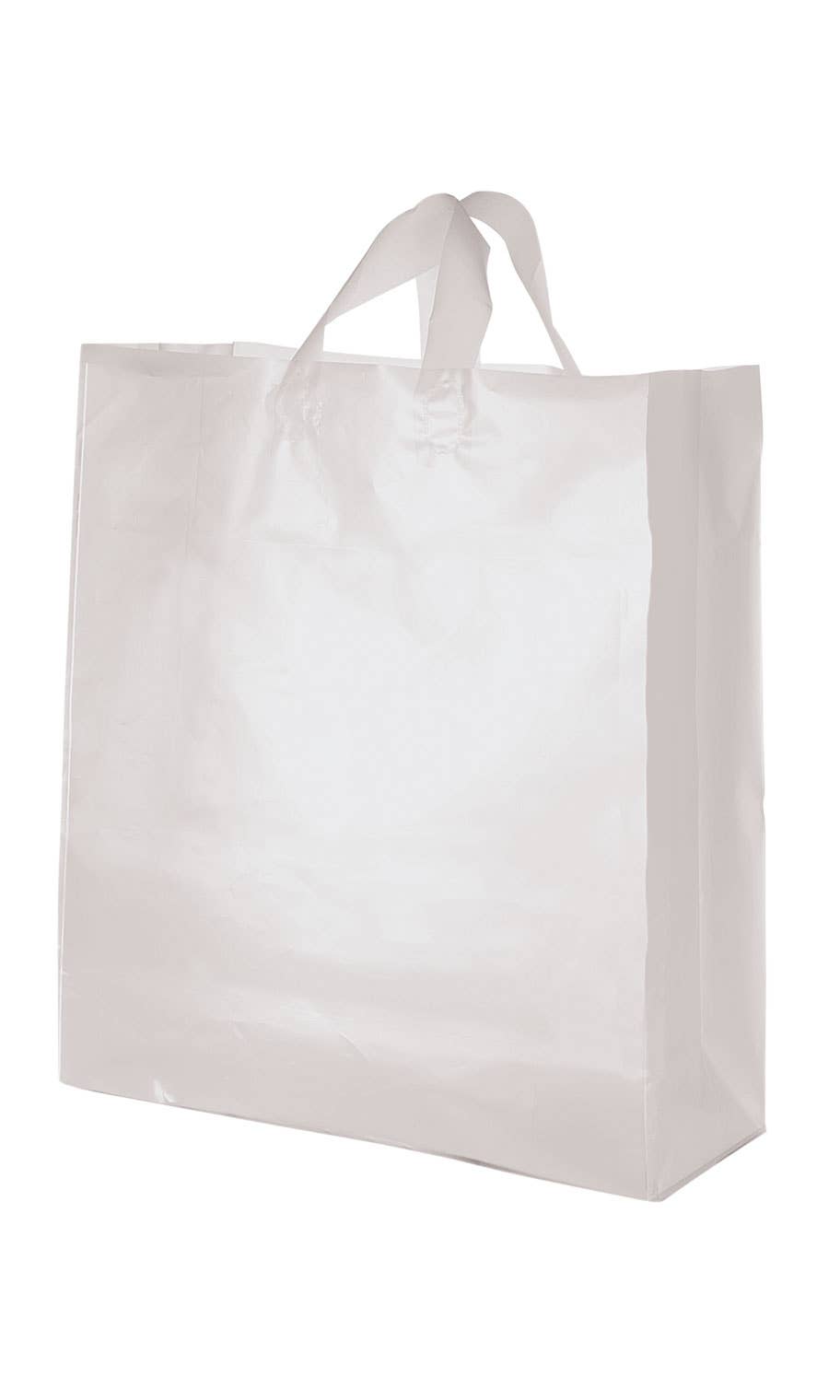 Frosted Retail Shopping Bags: Clear - Handles / Case of 250 / Large