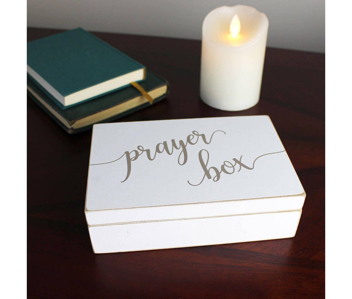 Distressed White Prayer Box with Paper Cards