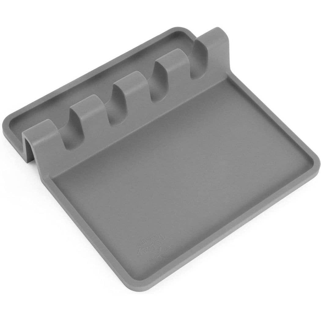 Silicone Utensil Rest with Drip Pad for Multiple Utensils: Black