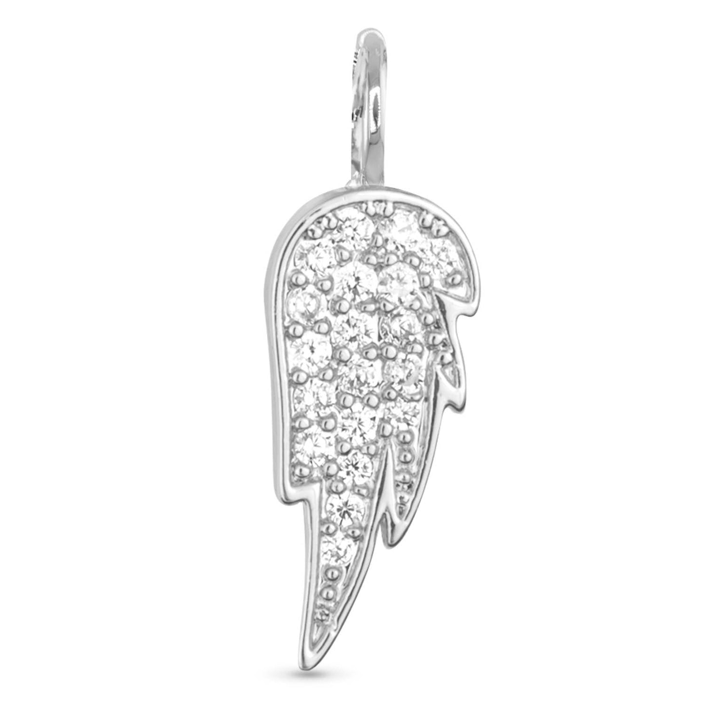 CZ Angel Wing Necklace Charm - Silver - AMANDA BLU