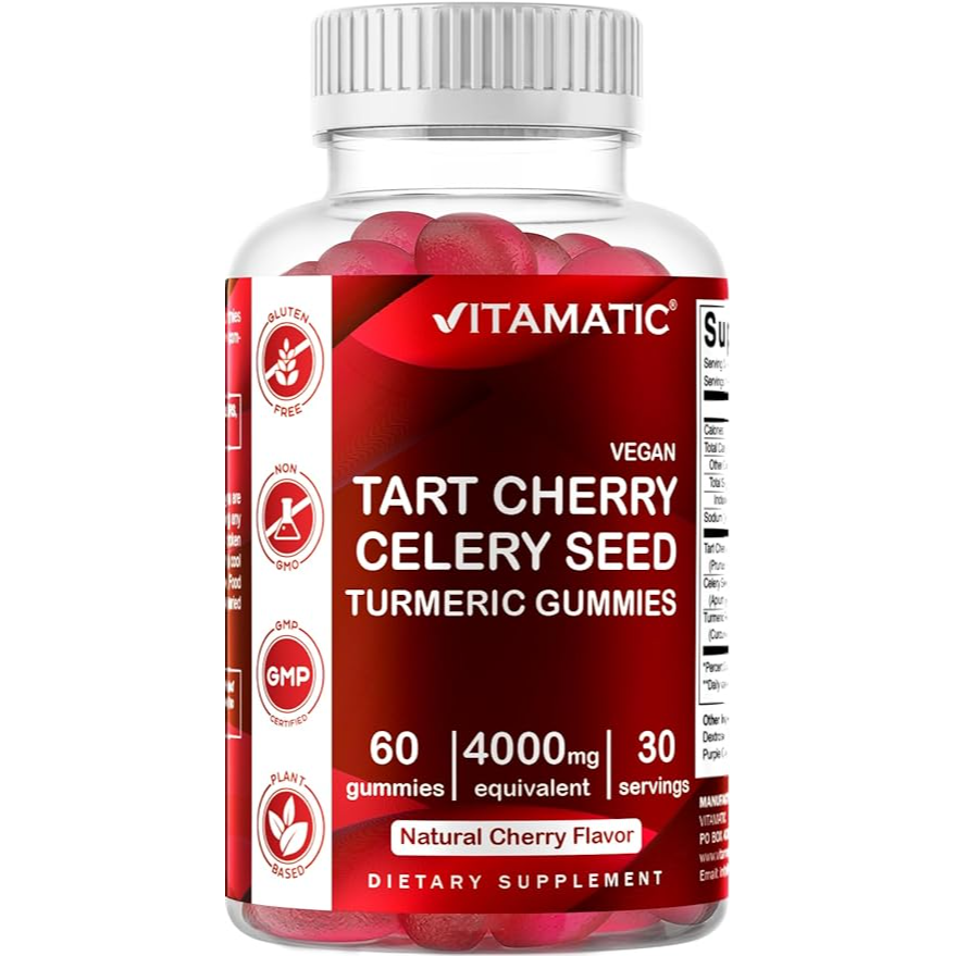 Vitamatic Tart Cherry with Celery Seed | 60 Vegan Gummies