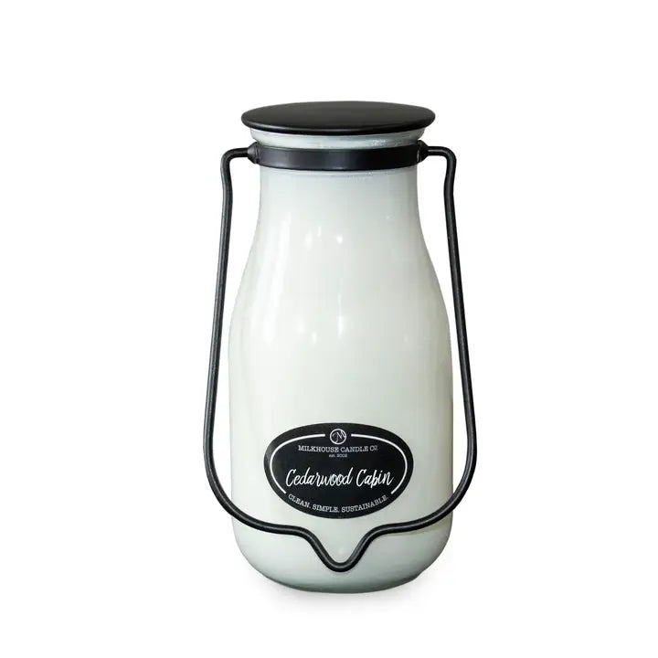 14 oz Milkbottle Candle: Cedarwood Cabin