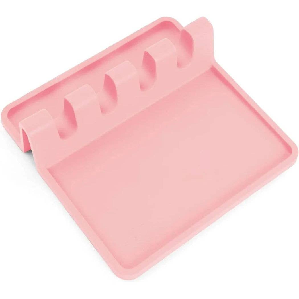 Silicone Utensil Rest with Drip Pad for Multiple Utensils: Black