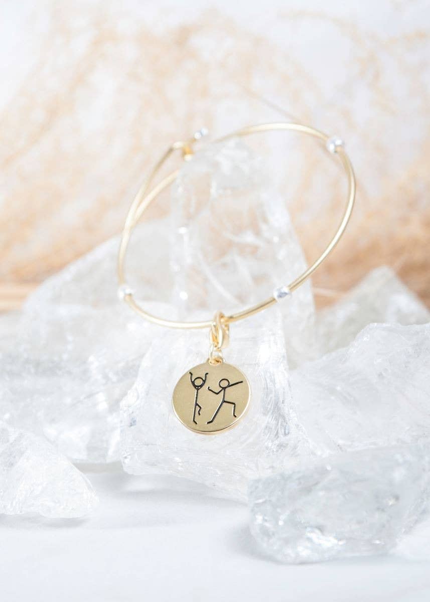 Stick Figures “friendship”- Gold 1-tone Medallion