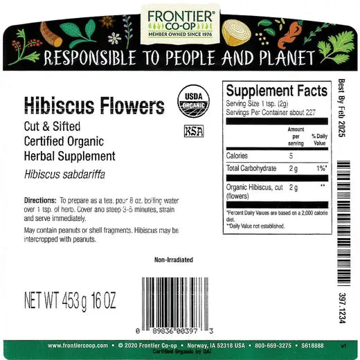 397 Hibiscus Flowers, Cut and Sifted, Organic 1 LB