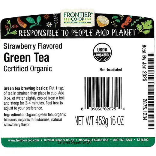 Strawberry Green Tea, Organic 1 LB