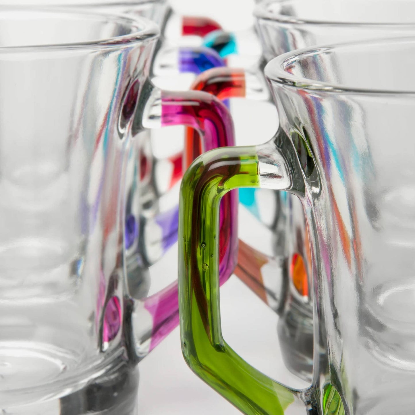 Zen Glass Coffee Mug Set with Colorful Handle, 7.6 oz