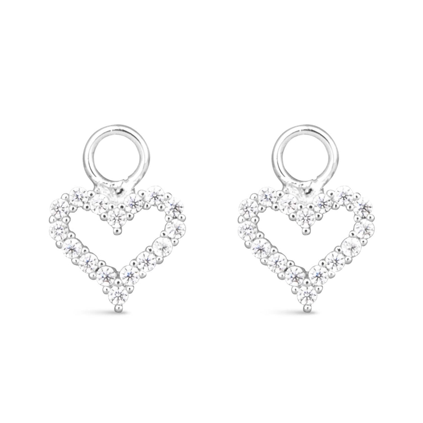 CZ Heart Earring Charm - Silver - AMANDA BLU