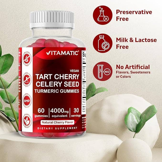 Vitamatic Tart Cherry with Celery Seed | 60 Vegan Gummies