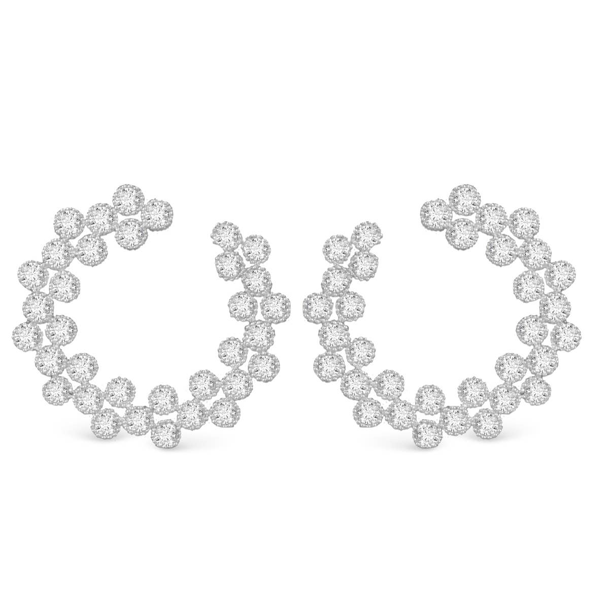 50173 CZ Double Row Open Circle Earrings - Silver AMANDA BLU
