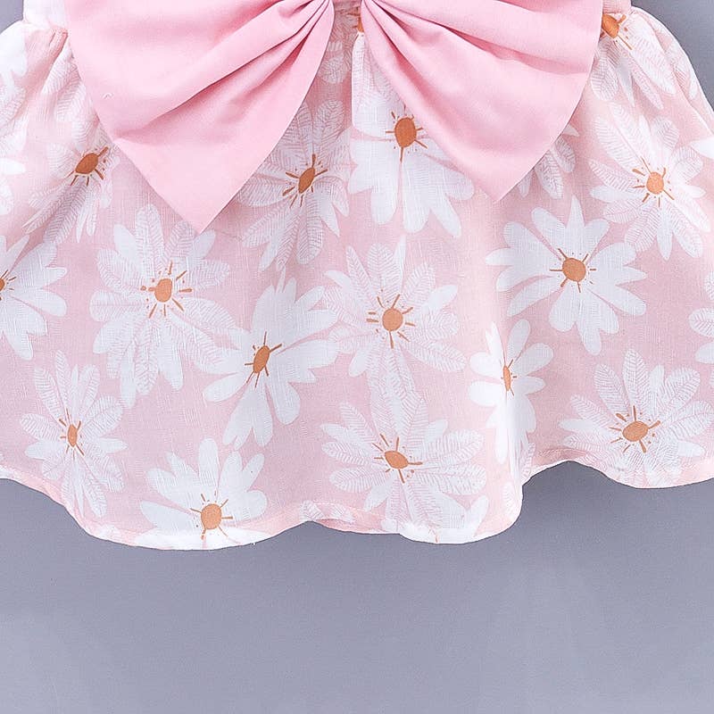 2pcs Baby Girl Daisy Floral Tank Dress with Hat Set: 9-12 Months / Blue