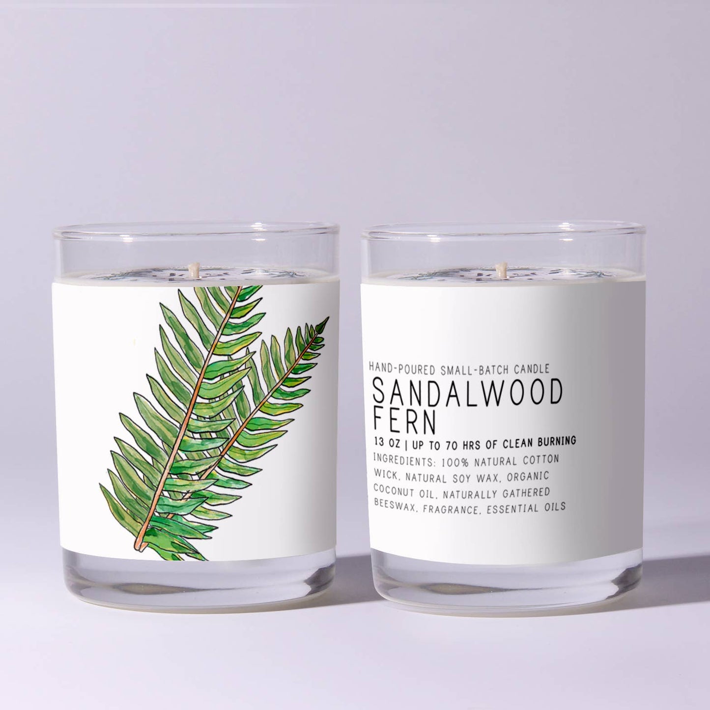 Sandalwood Fern - Just Bee Candles: 7 oz (up to 40 hrs of clean burning)