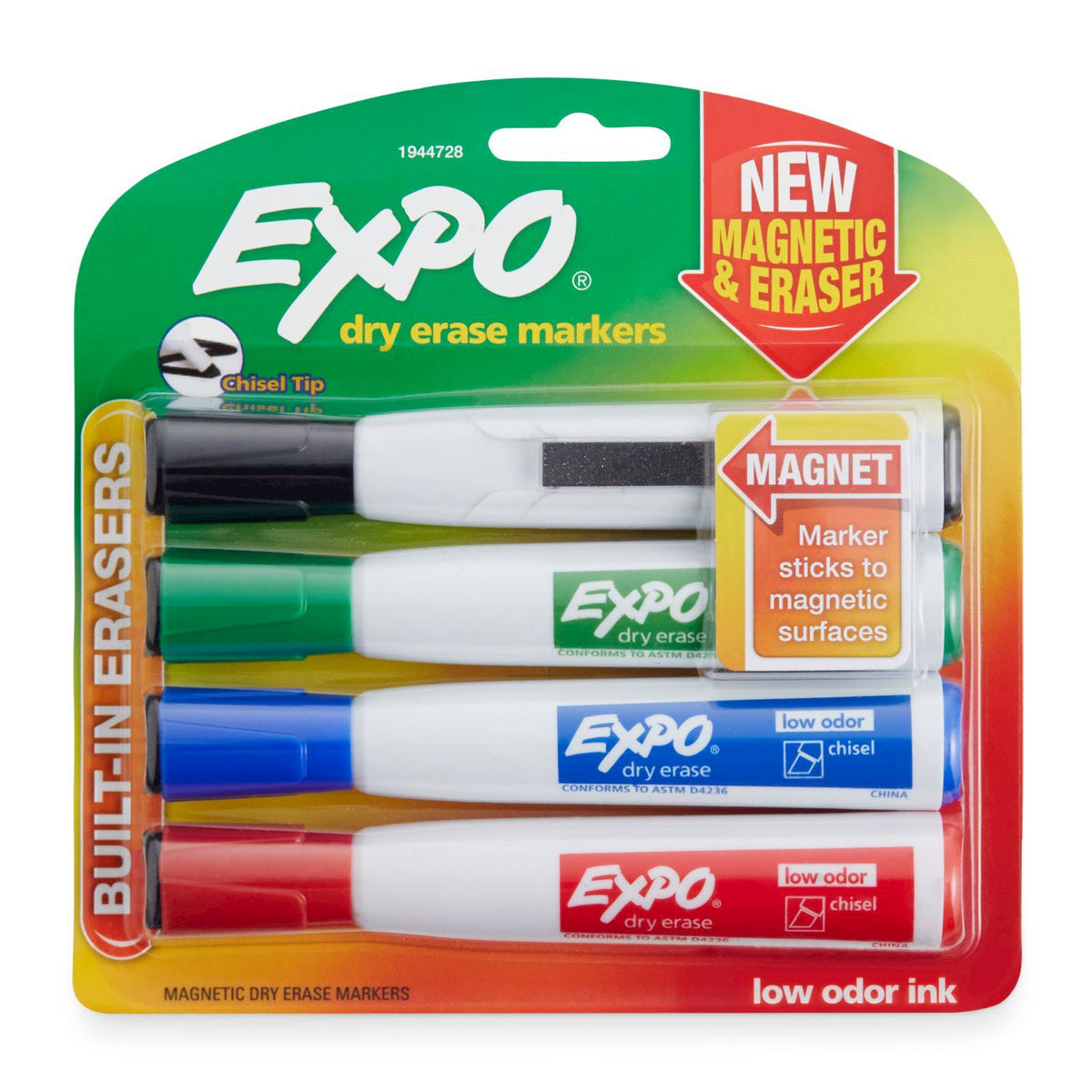 MARKER MAGNETIC DRY ERASE AST 4PK