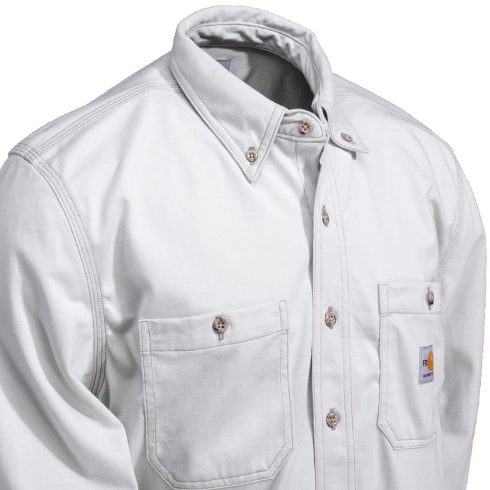 Carhartt FR Shirt: 101698-051 Men's Light Grey FR Force Cotton Hybrid Shirt