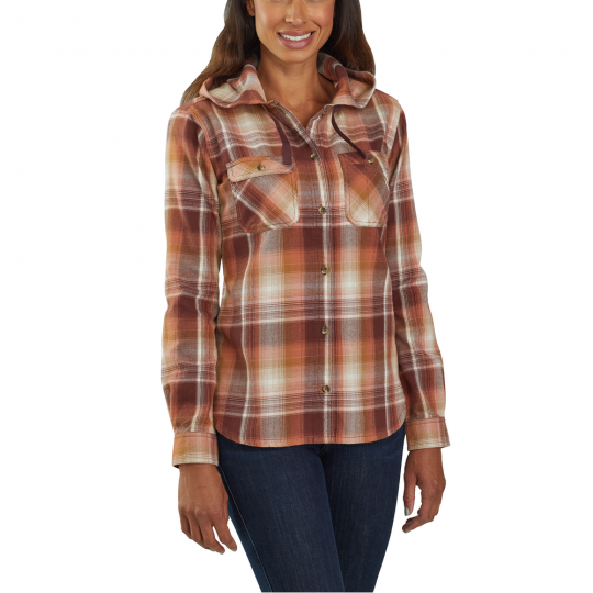 WOMENS BEARTOOTH HOODED FLANNEL SHIRT