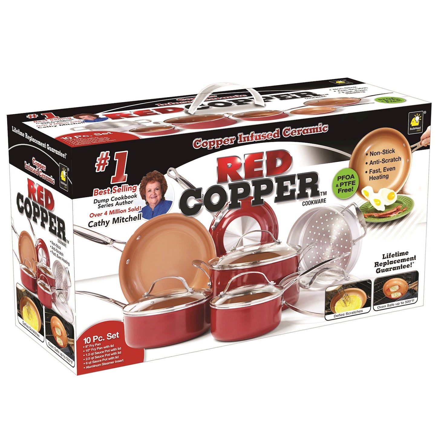 COOKWARE SET RED COPPER 10PC