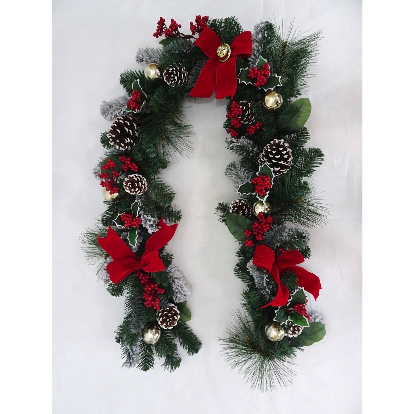 GARLAND PINECONE/RED BOWS 5FT