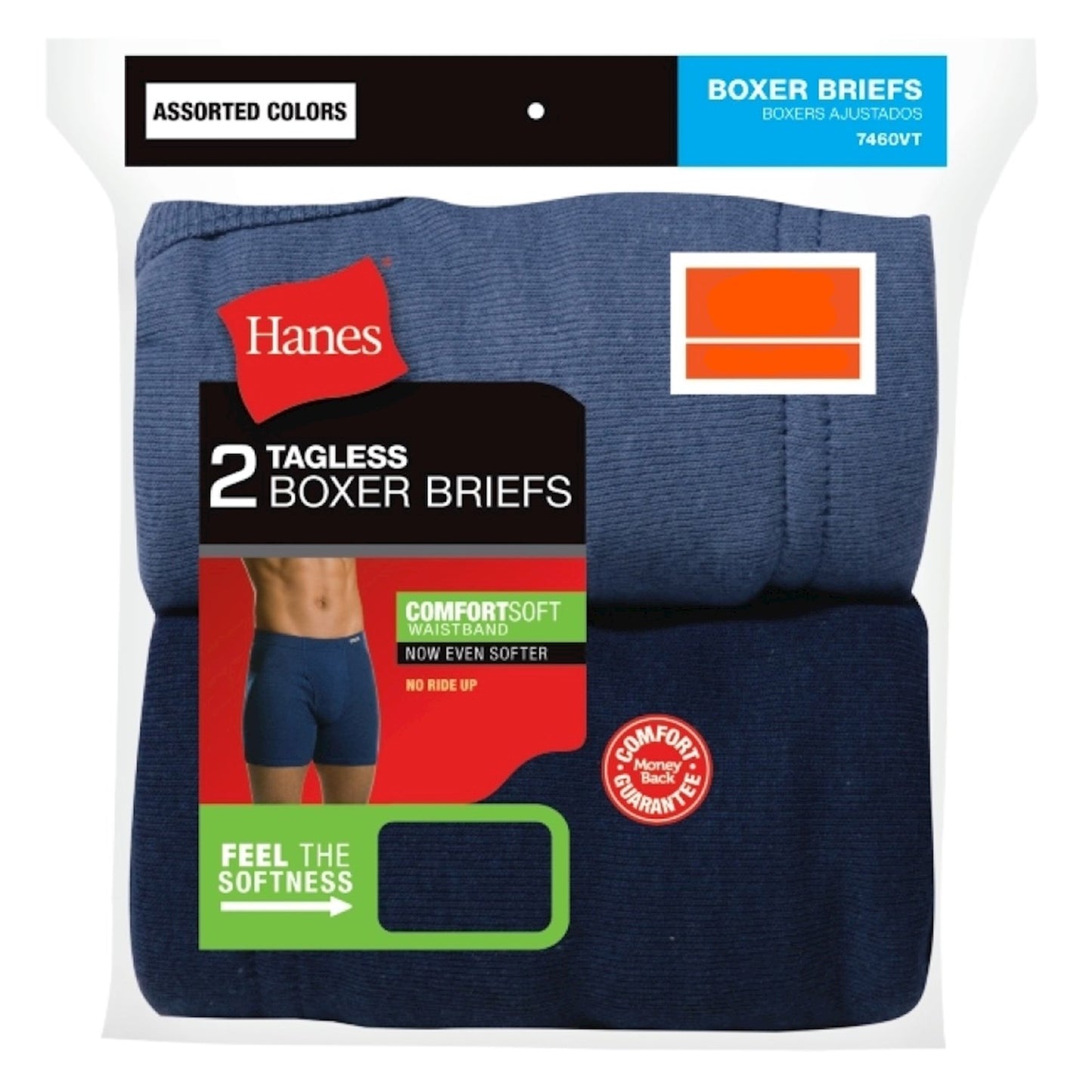 BLACK/GRAY BOXER BRIEF MENS 2PK LARGE