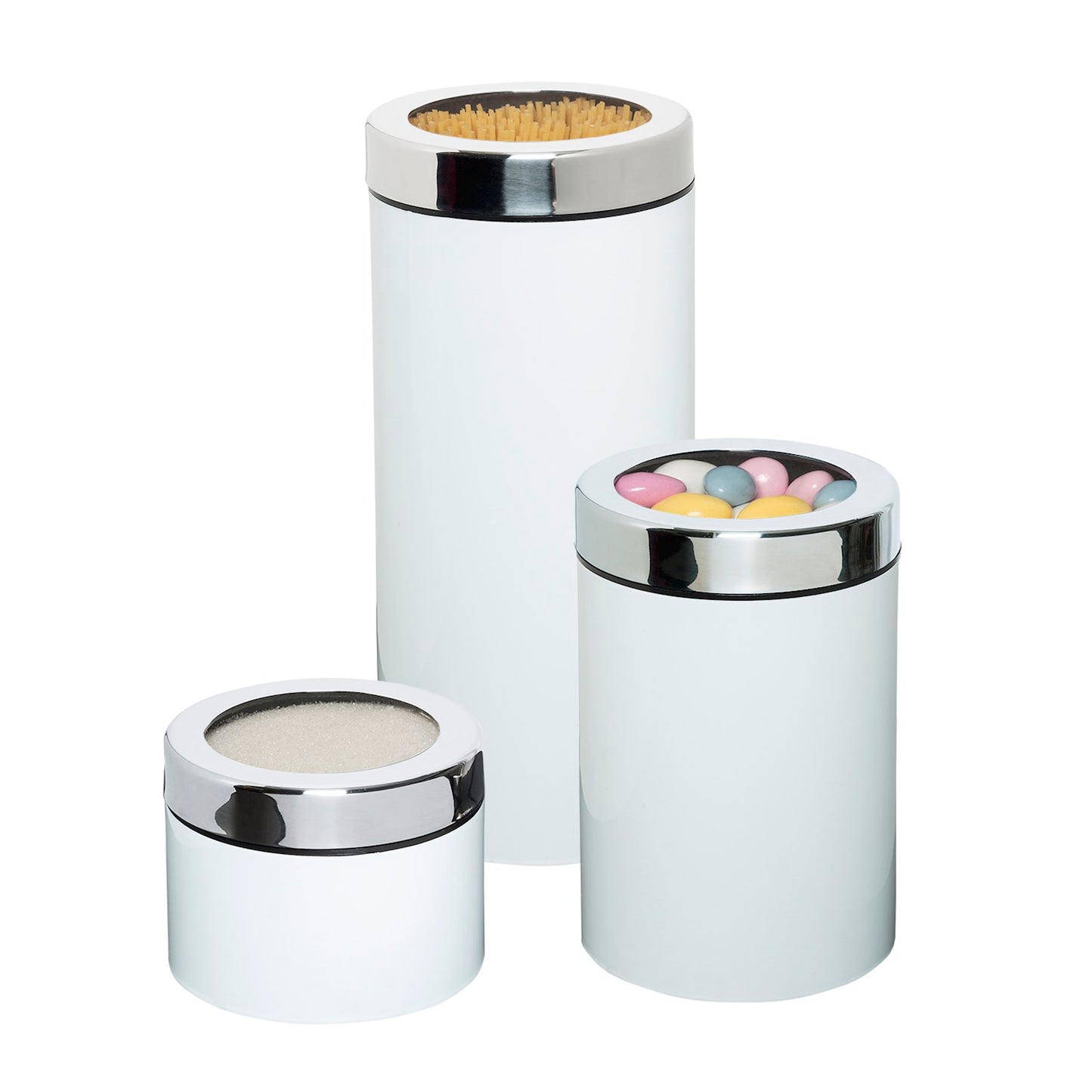 CANISTER SET KITCHEN WHITE 3PC