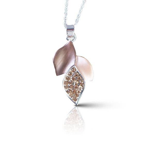LEAF TRIO CHAMPAGNE NECKLACE