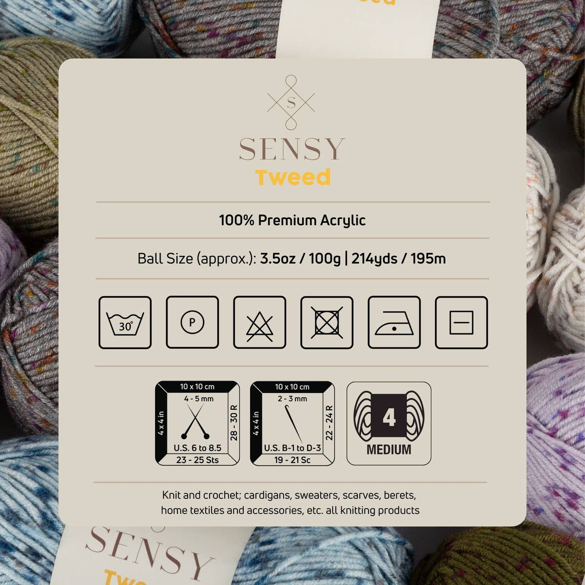 Sensy Tweed Yarn : Purple / 1 Skein