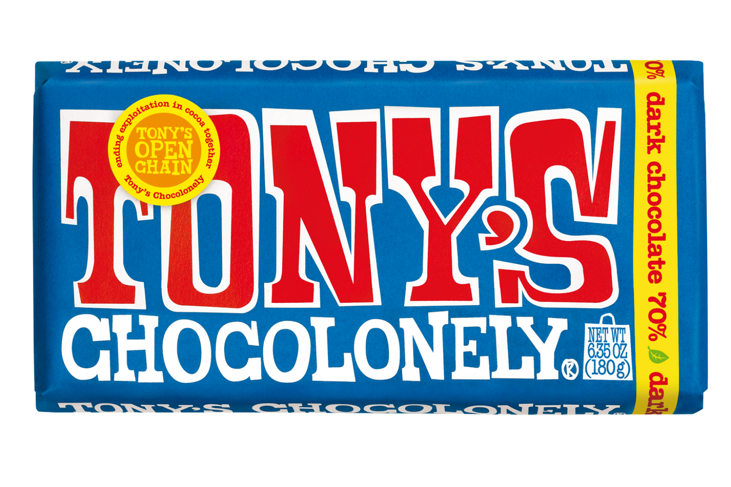 TONY'S dark chocolate 70%, 6.35oz, 1 bar