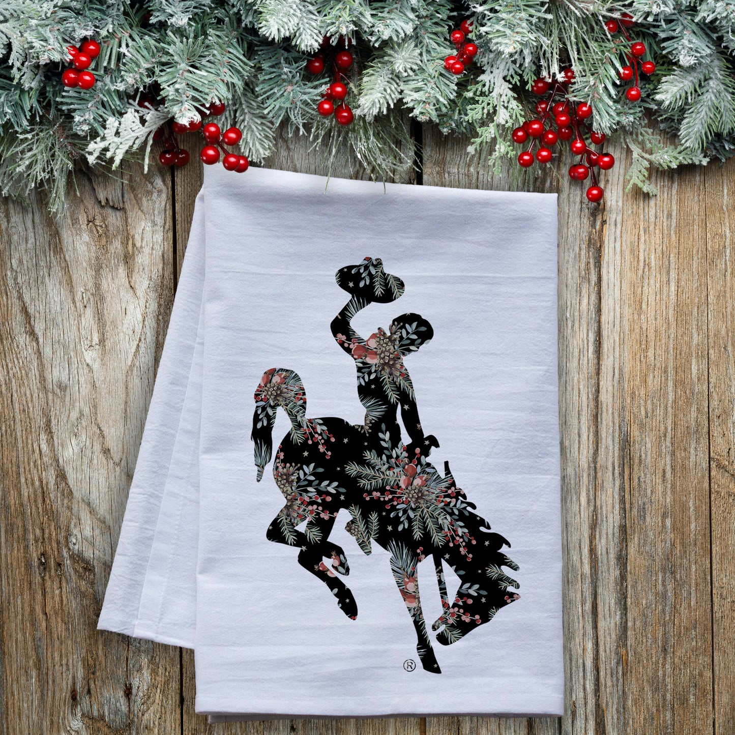 Pine & Pip Berries Wyoming Steamboat Flour Sack Tea Towel