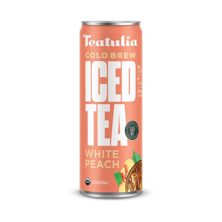 White Peach Organic Unsweetened Iced Tea Can