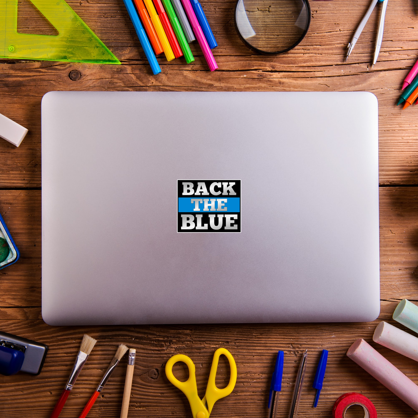 3" Back the Blue Police Cop laminated sticker right