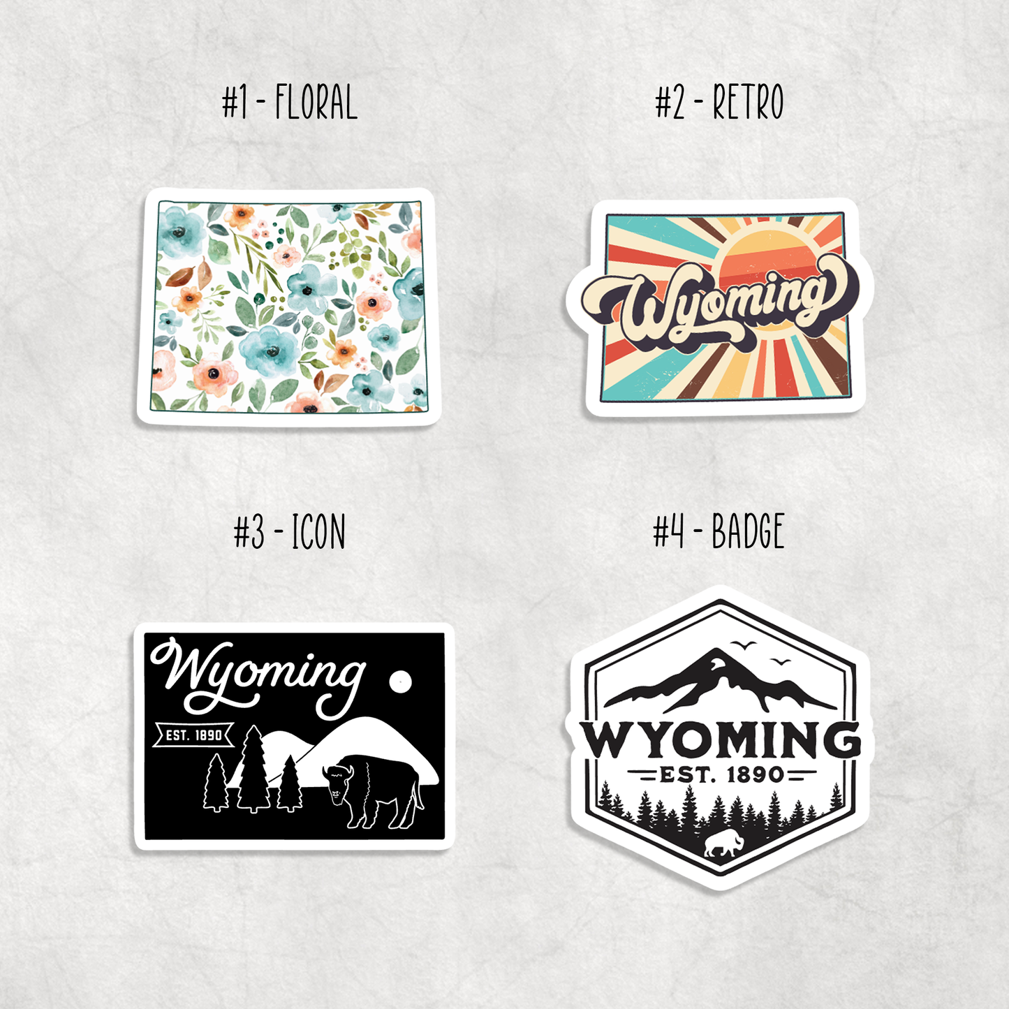 Wyoming Stickers: Design 2 - Retro