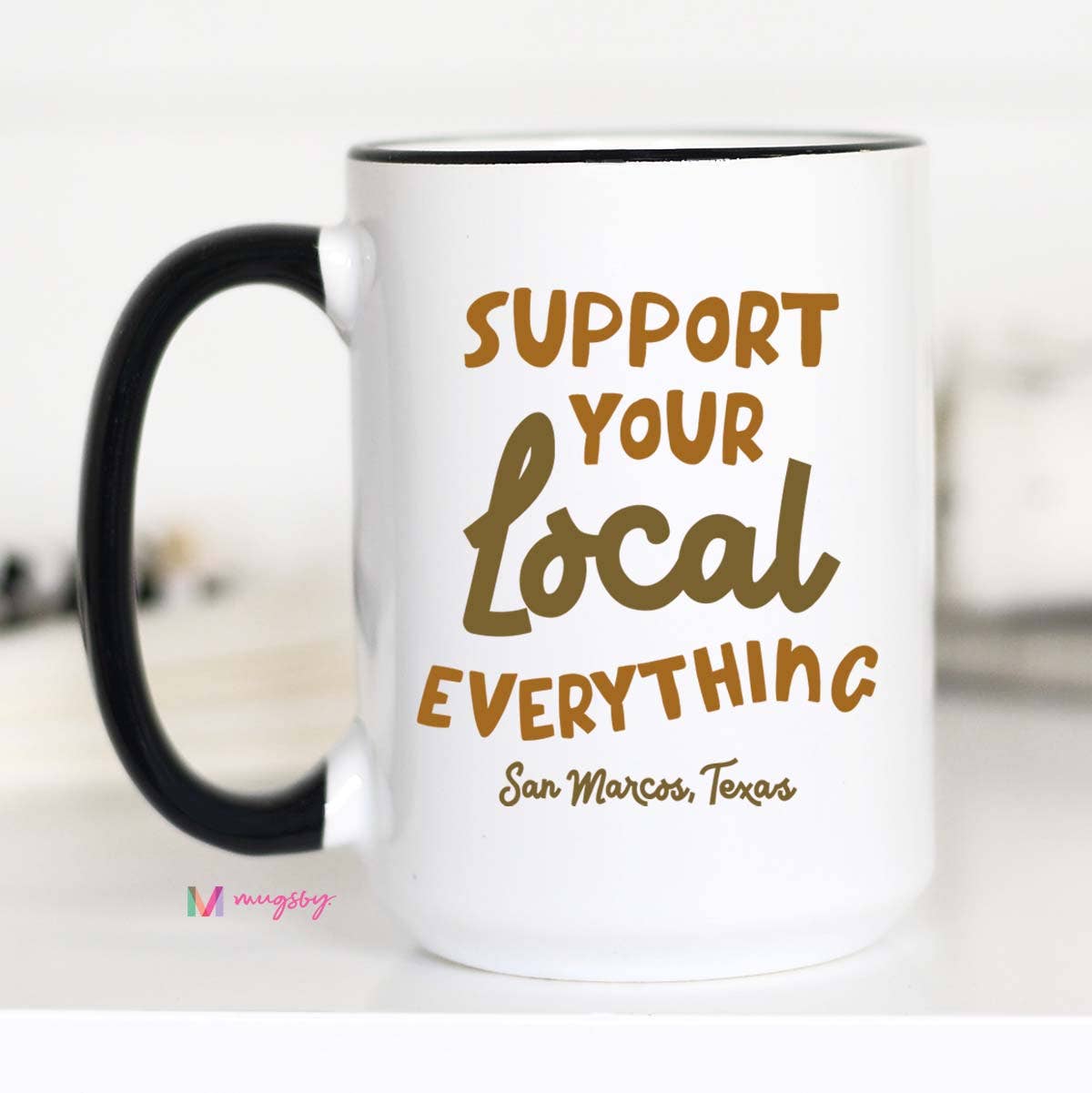 Retro Support Your Local Everything Personalized Mug, City: All White / 11oz