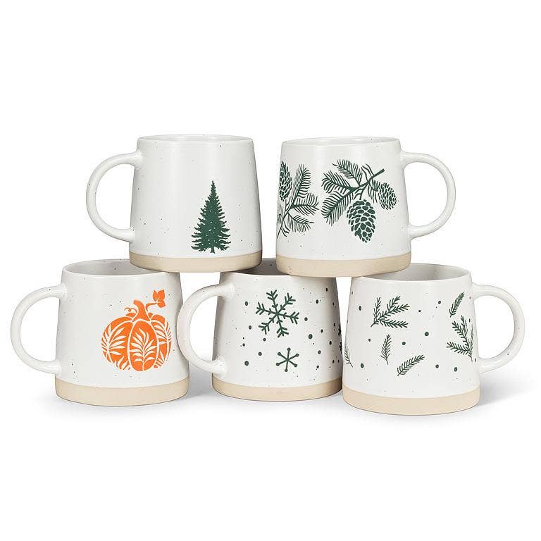 Wide Base Mug with Single Tree-3.5"H(14oz)