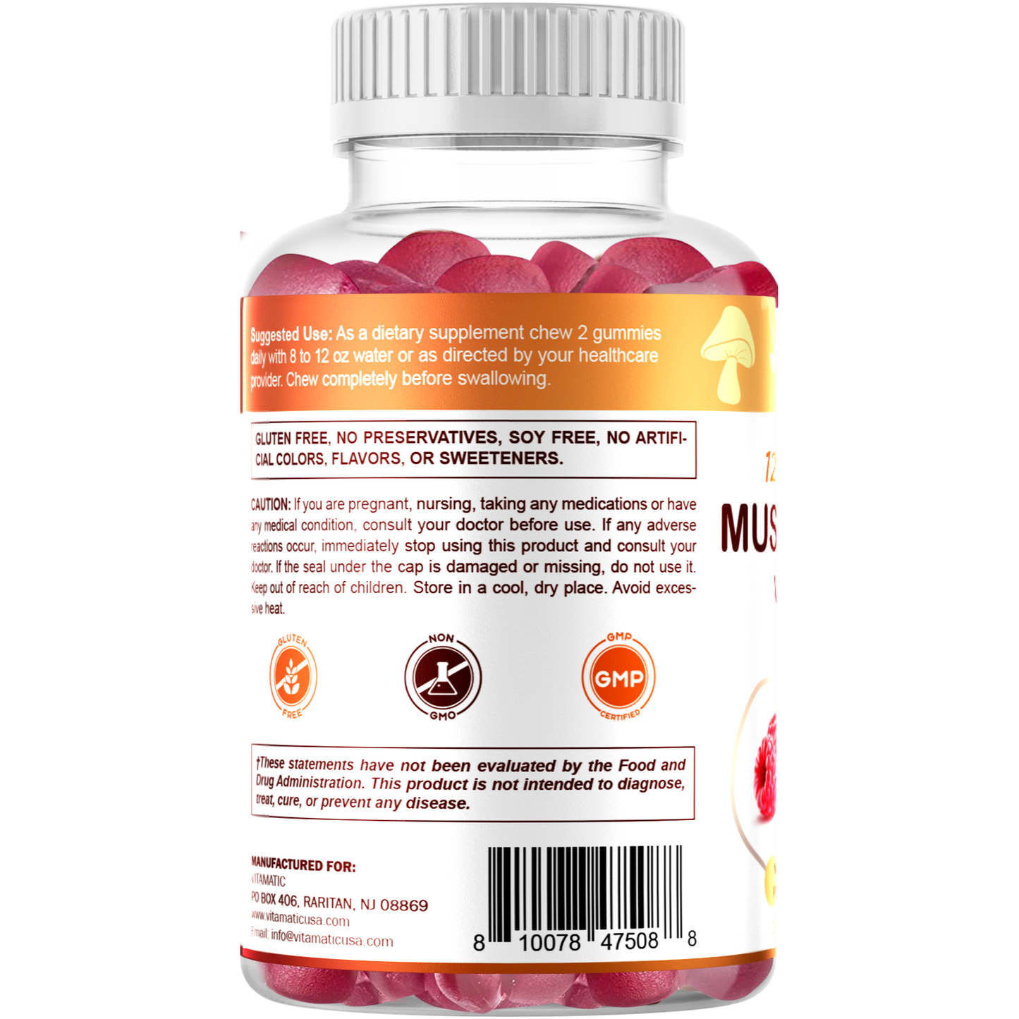 Vitamatic | Mushroom Complex with D3 | 60 Gummies