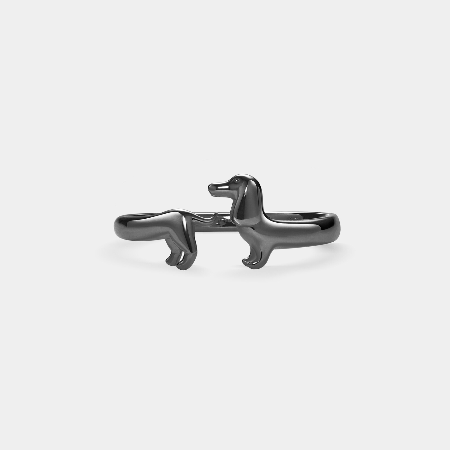 Dachshund Dog Stacking Band Ring in 925 Sterling Silver: Silver