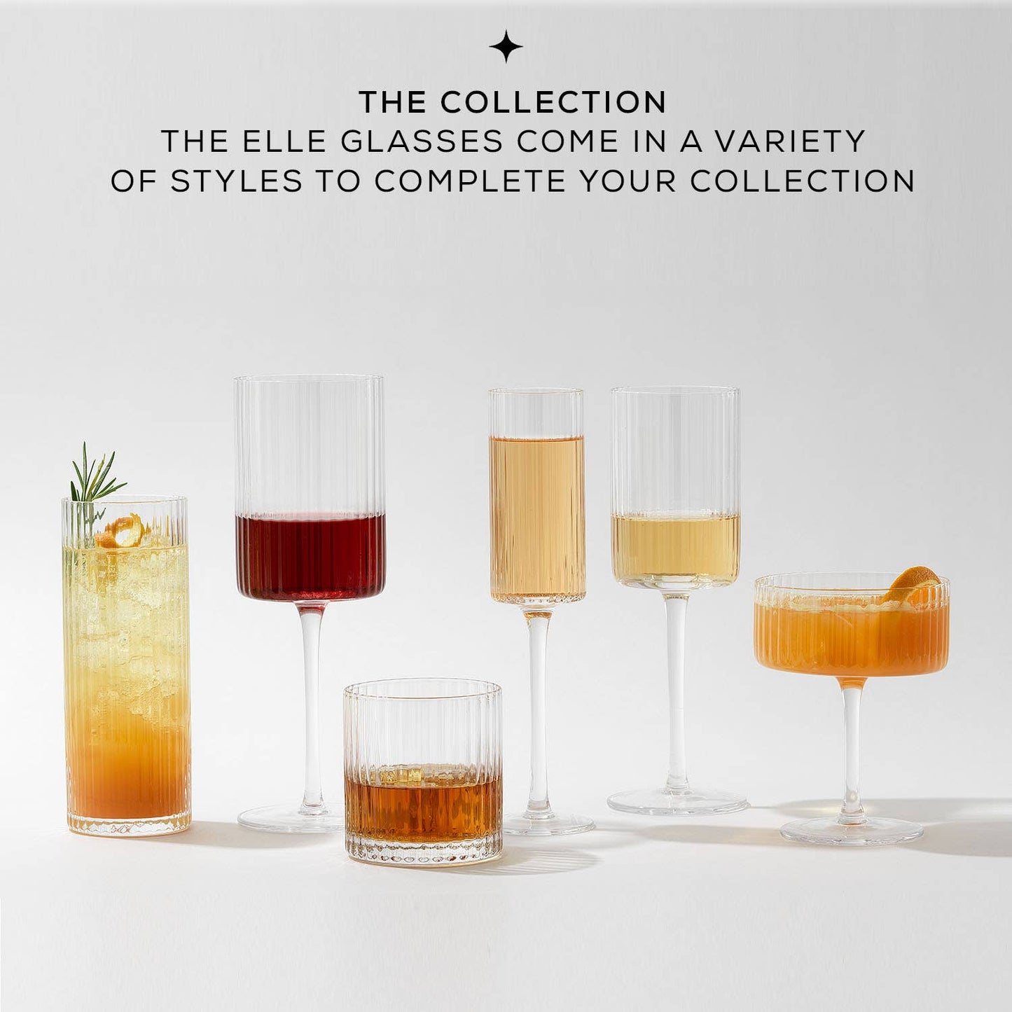 JoyJolt Elle Fluted Double Old Fashion Whiskey Glass