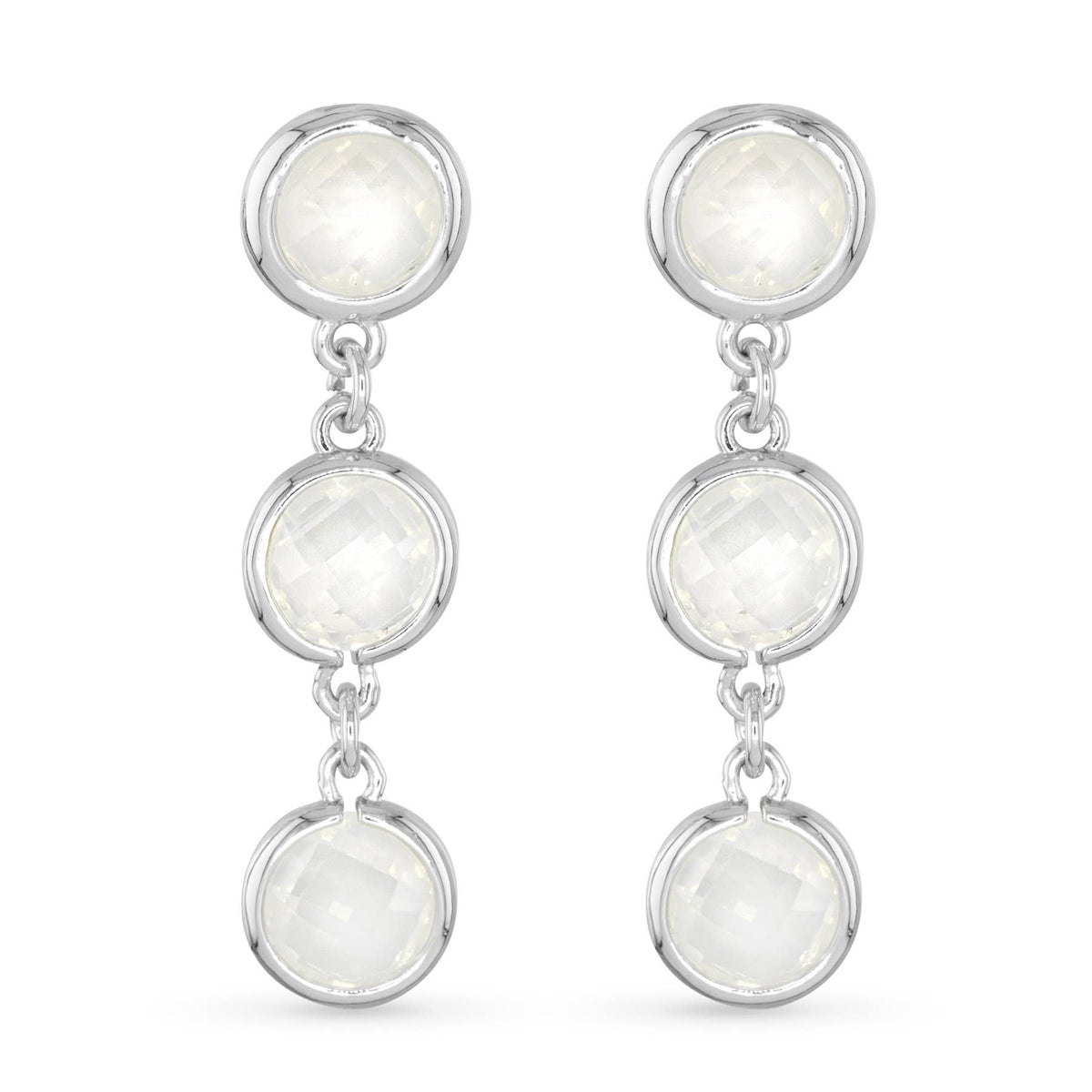 Faceted CZ Earrings | Ice Blu Collection: Milky White / Sterling Silver Dipped - AMANDA BLU