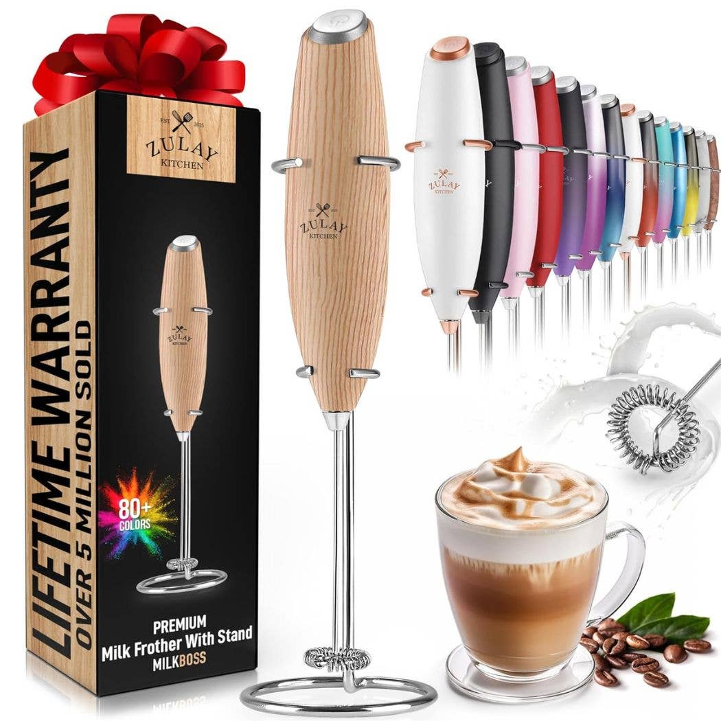 Powerful Handheld Milk Frother with Stand: Teal