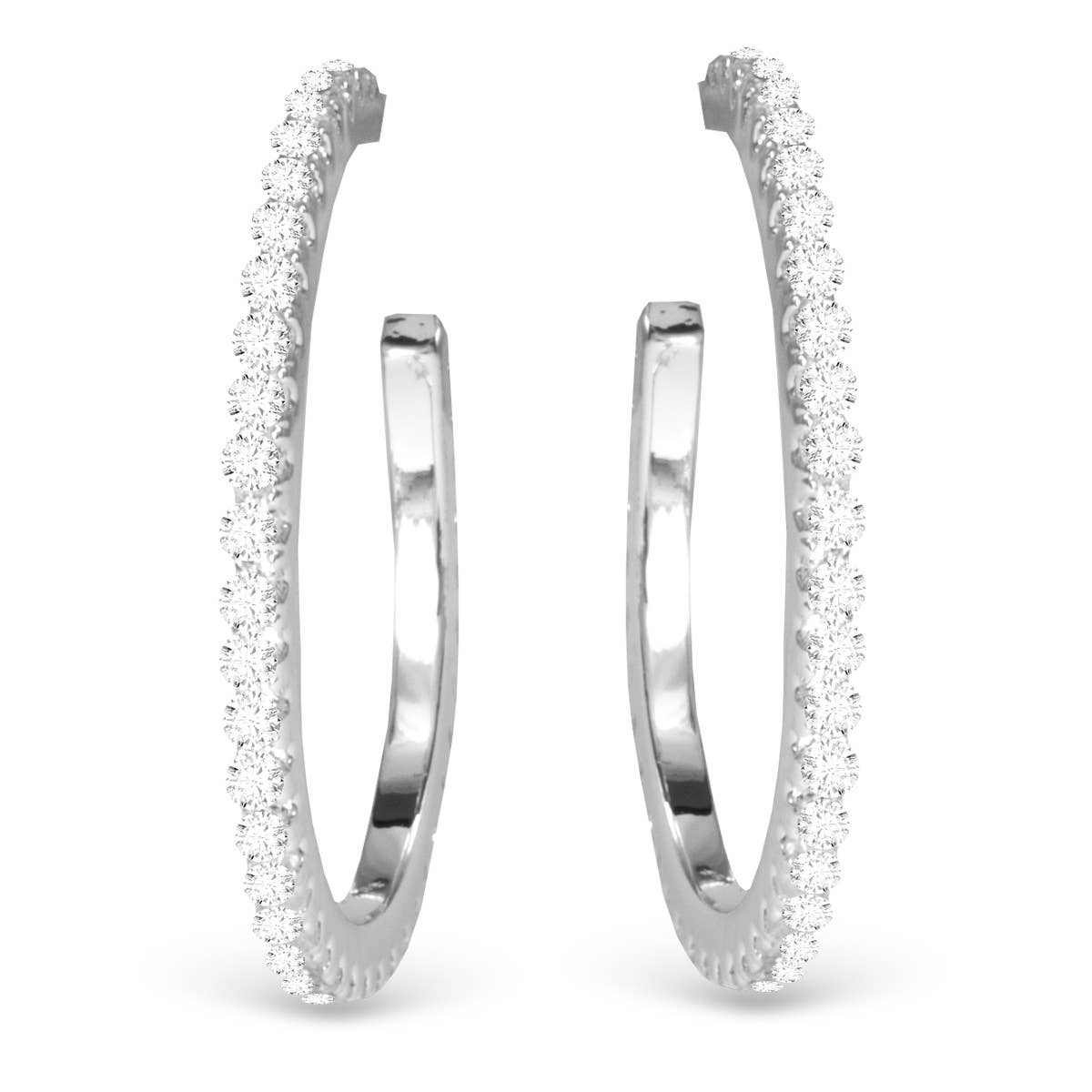 Micro-CZ Hoop Earrings - Silver - AMANDA BLU