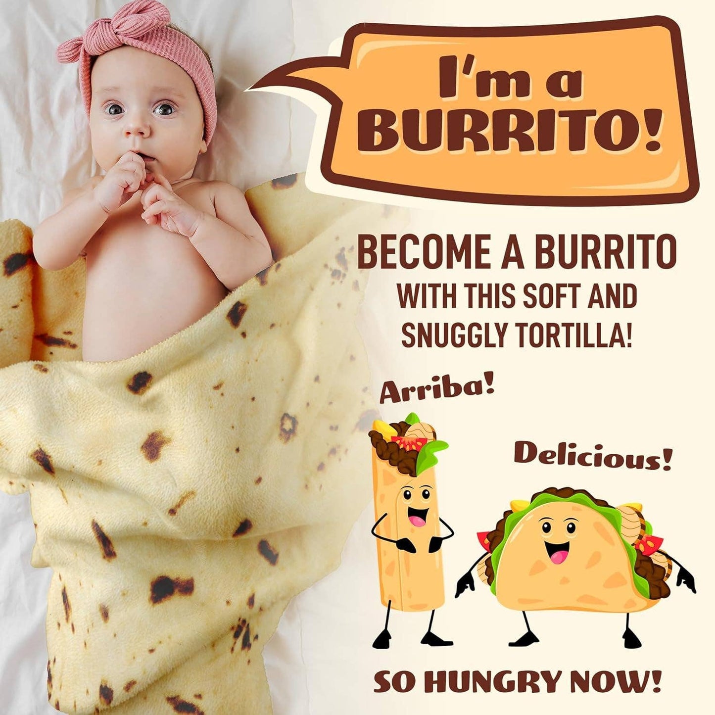 Z-BRRT-BLNKT-71-INCHS Burrito Blanket Flour Tortilla Design: 71 inches