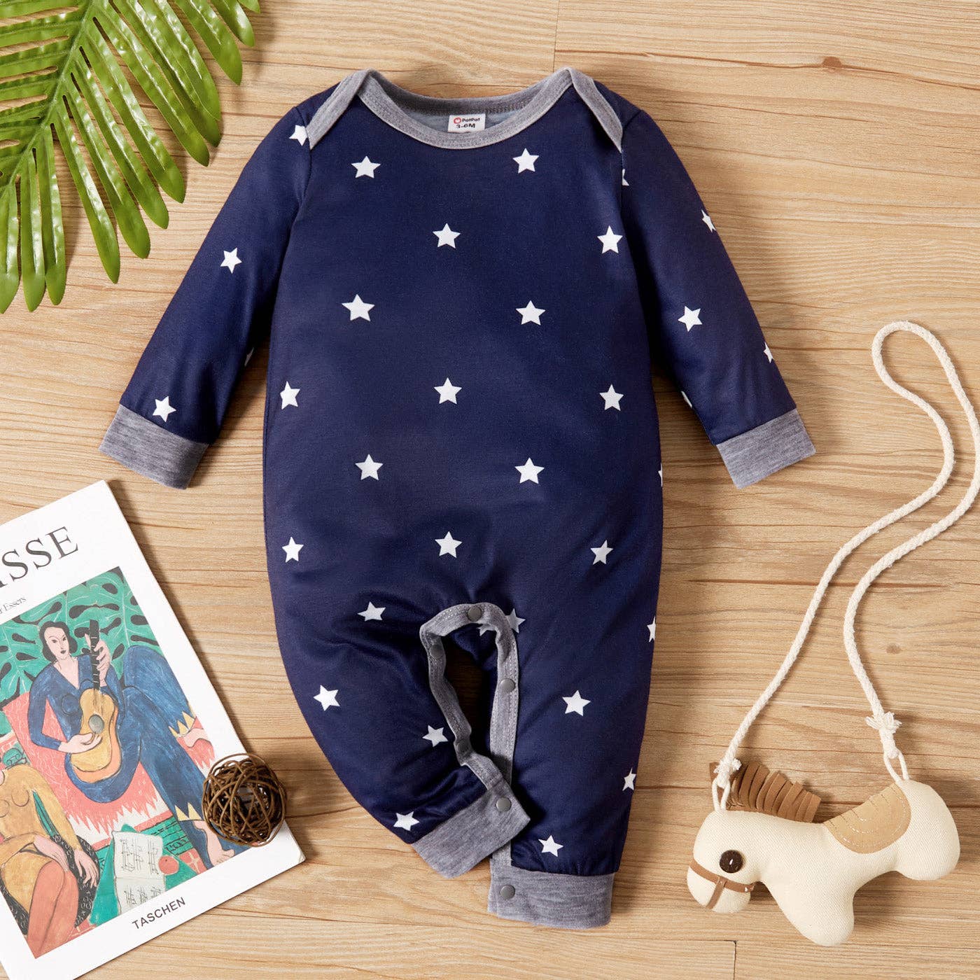 Baby Boy All Over StripedStar Print Long-sleeve Jumpsuit: 9-12 Months / White