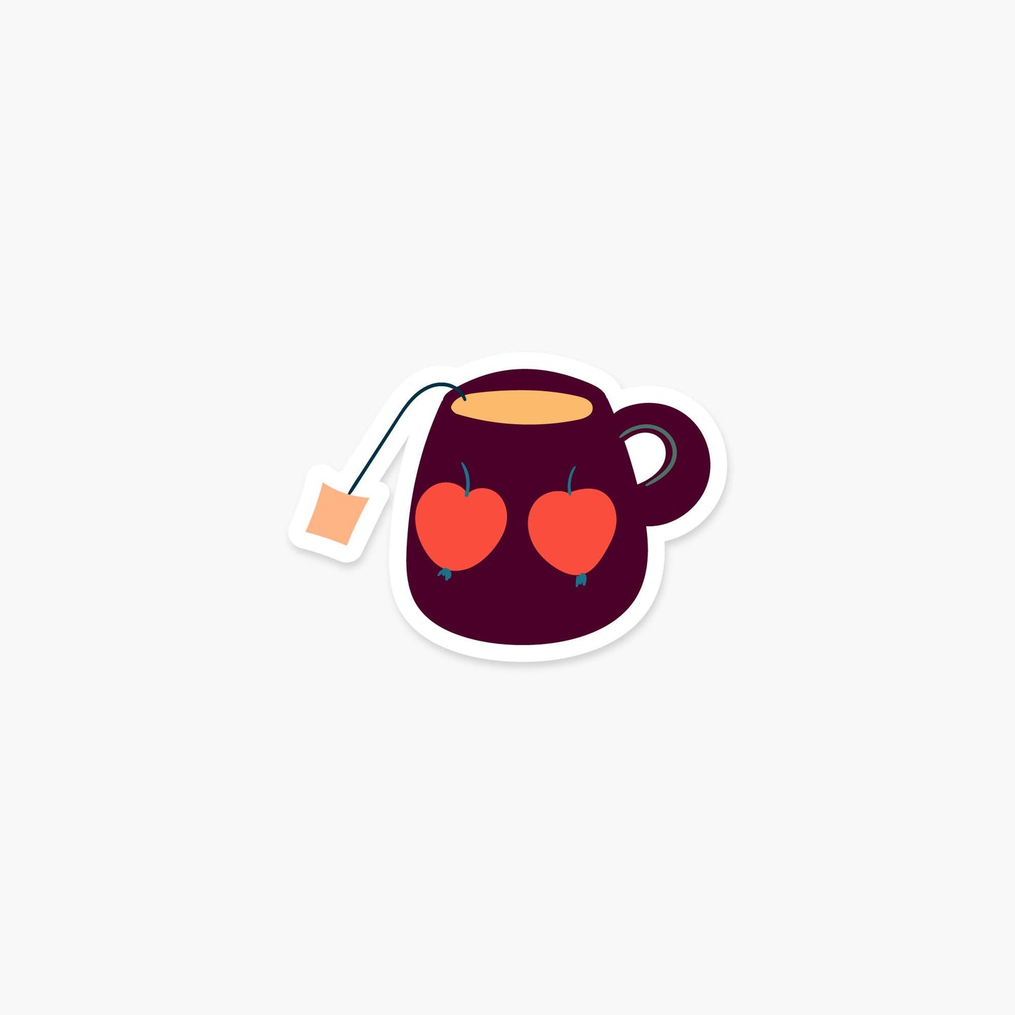 Hot tea in a maroon mug 3 x 2.1 in - Fall & Autumn Sticker