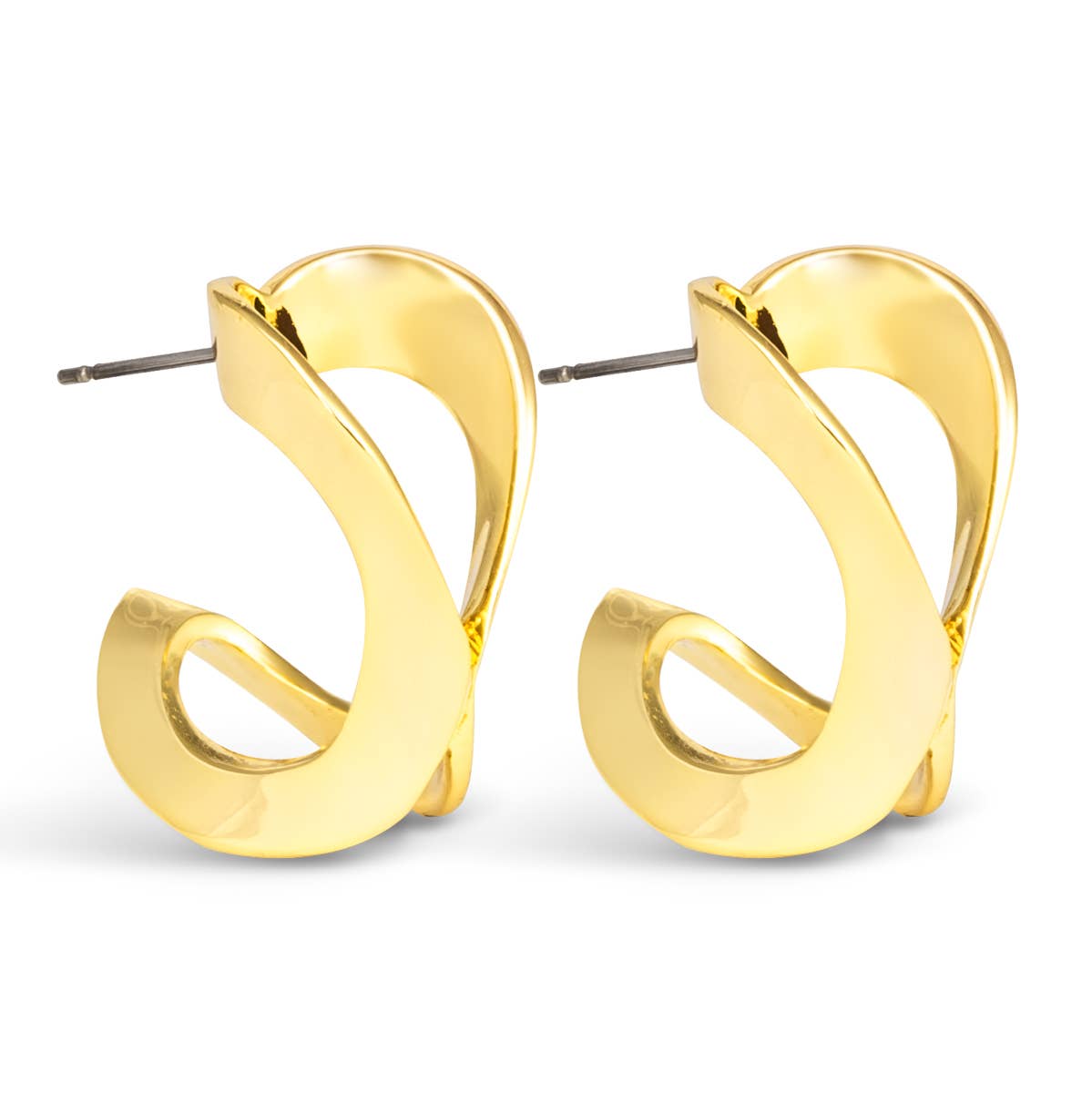 Taylor Polished Folded Hoop - Gold - AMANDA BLU