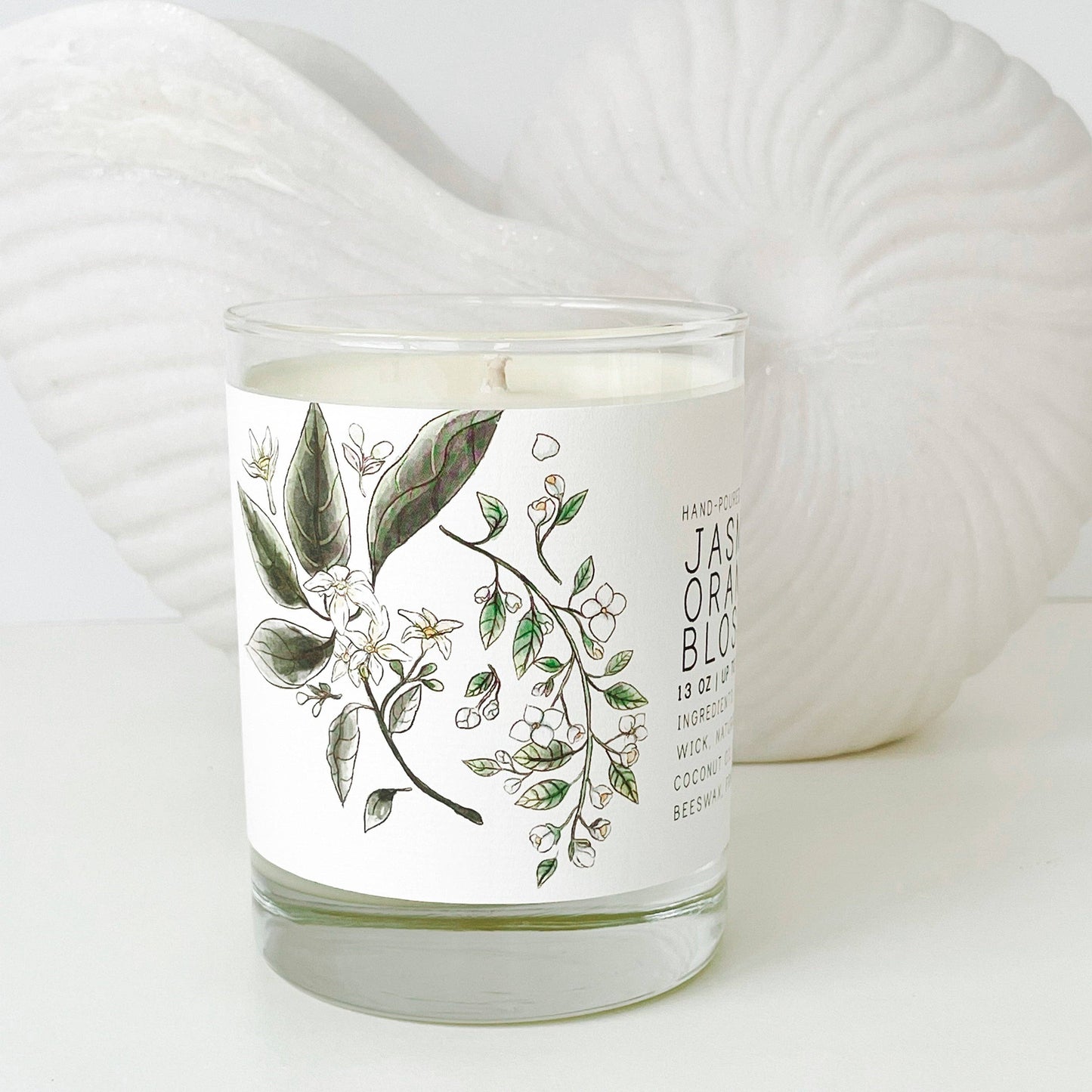 Jasmine and Orange Blossom Candle - Just Bee Candles: 7 oz (up to 40 hrs of clean burning)