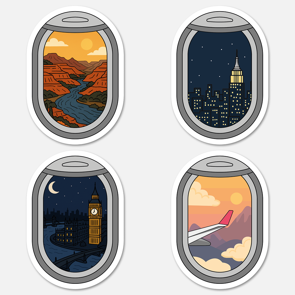 Airplane Window Night Sky Travel Sticker