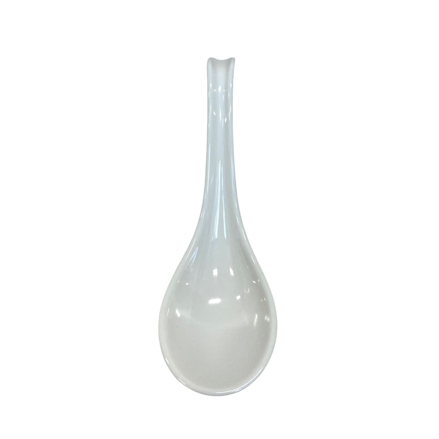 White Melamine 6 Inch Length Curved Soup Spoon (12/576)