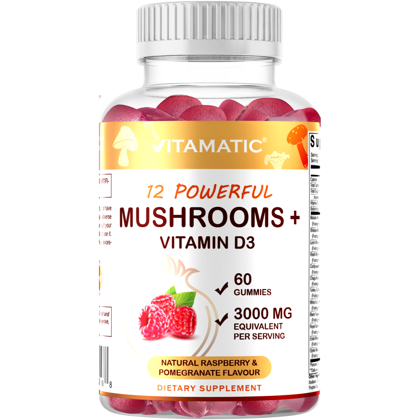 Vitamatic | Mushroom Complex with D3 | 60 Gummies