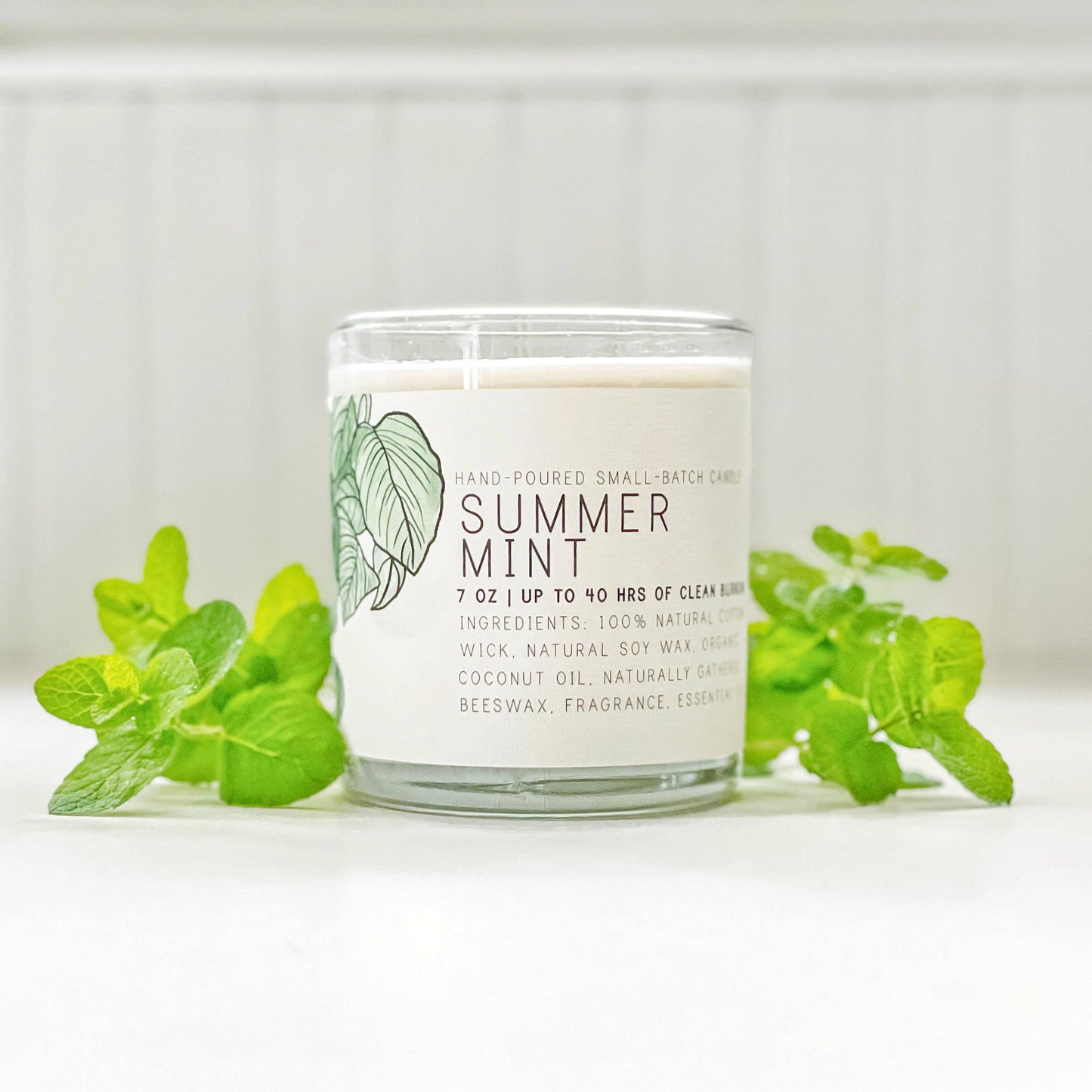 Summer Mint - Just Bee Candles: 7 oz (up to 40 hrs of clean burning)