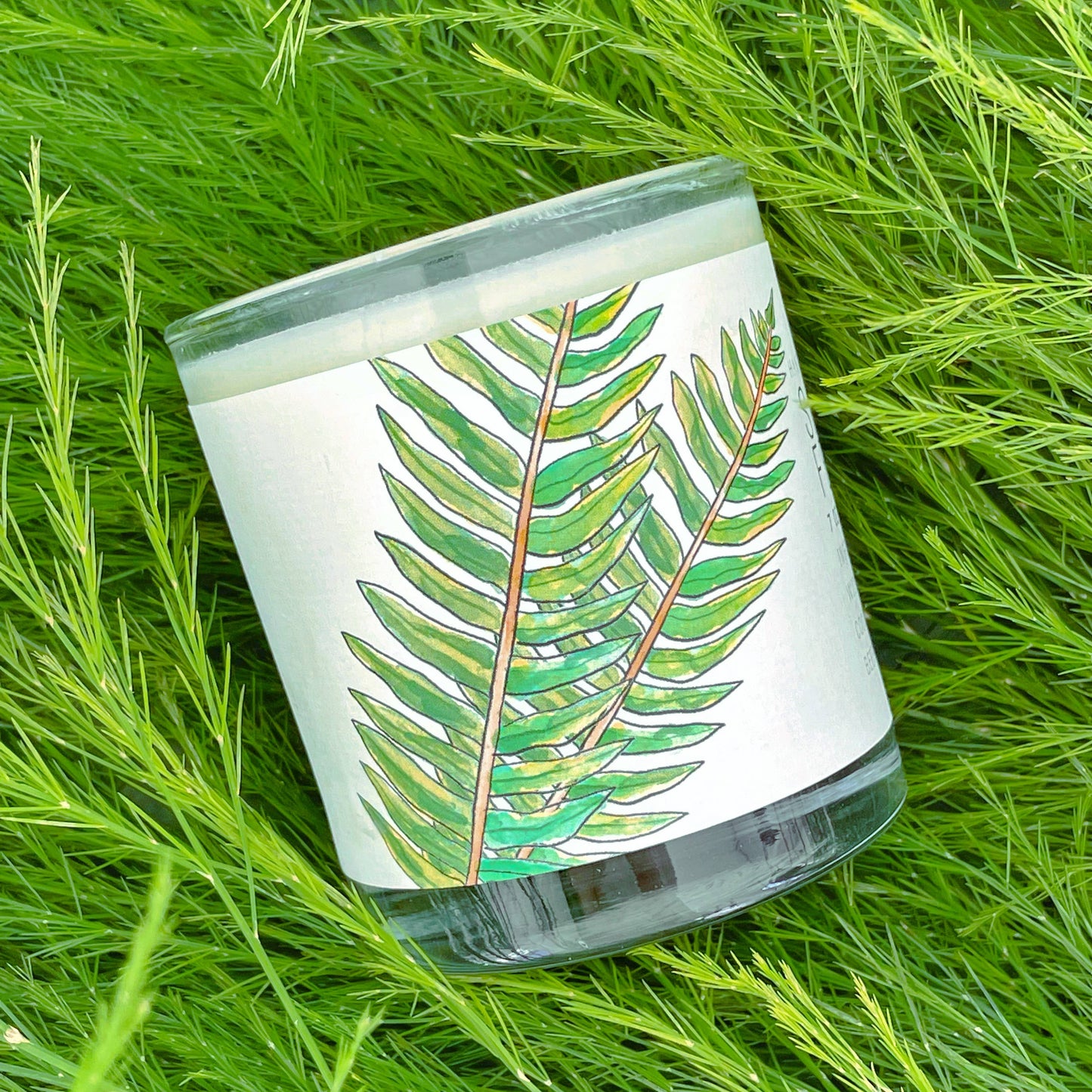 Sandalwood Fern - Just Bee Candles: 7 oz (up to 40 hrs of clean burning)